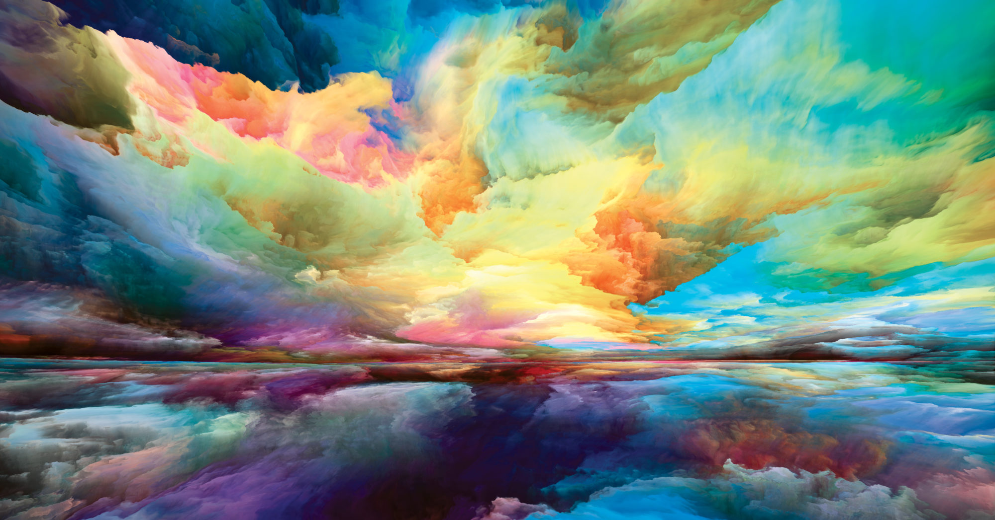 Internal Landscape. Seeing Never World series. Backdrop composed of colors, textures and gradient clouds on the topic of inner life, drama, poetry, art and design